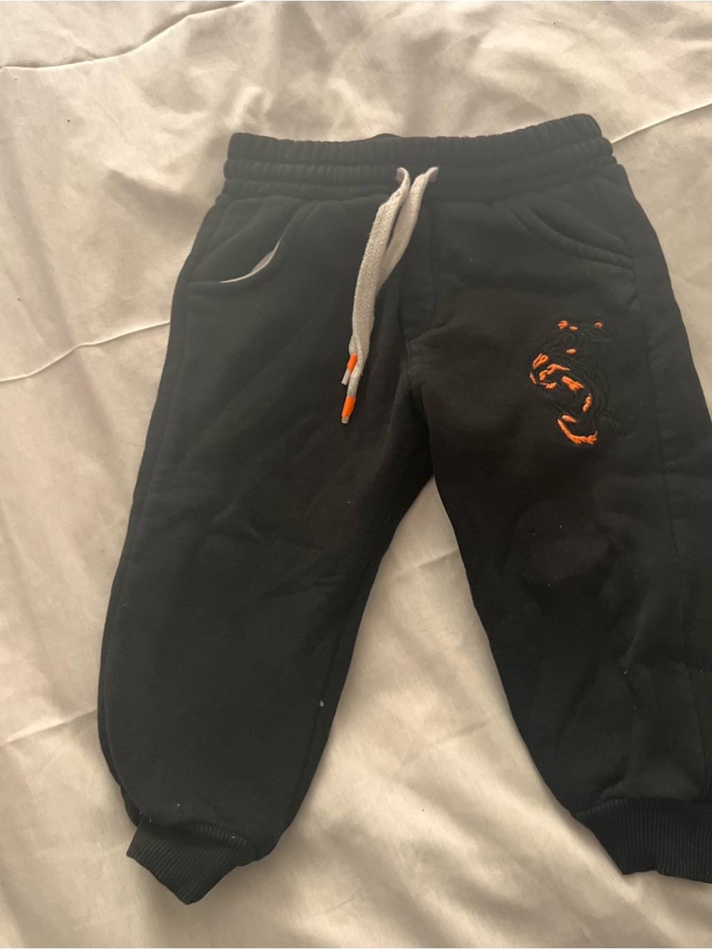 Black Kids Jogger Sweatpants with Orange Accent